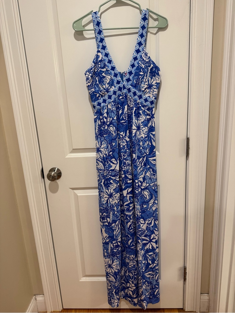 Lilly Pulitzer Royal Blue and White Floral Maxi Dress